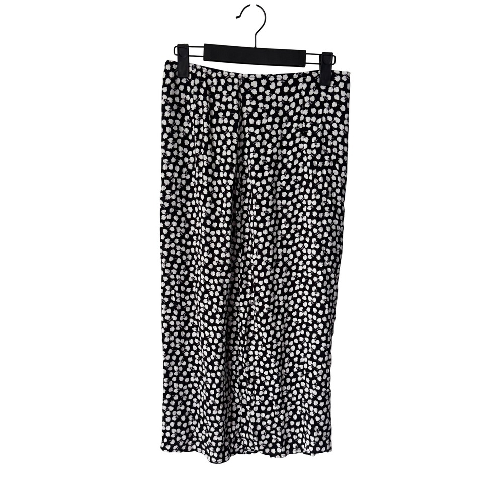 Abercrombie & Fitch Black White Floral Leaf Midi Skirt Small High Waist Viscose